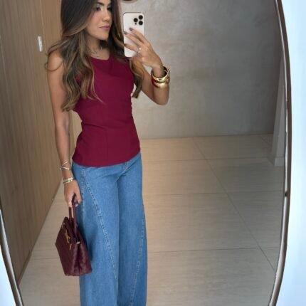 Jeans wide leg recorte
